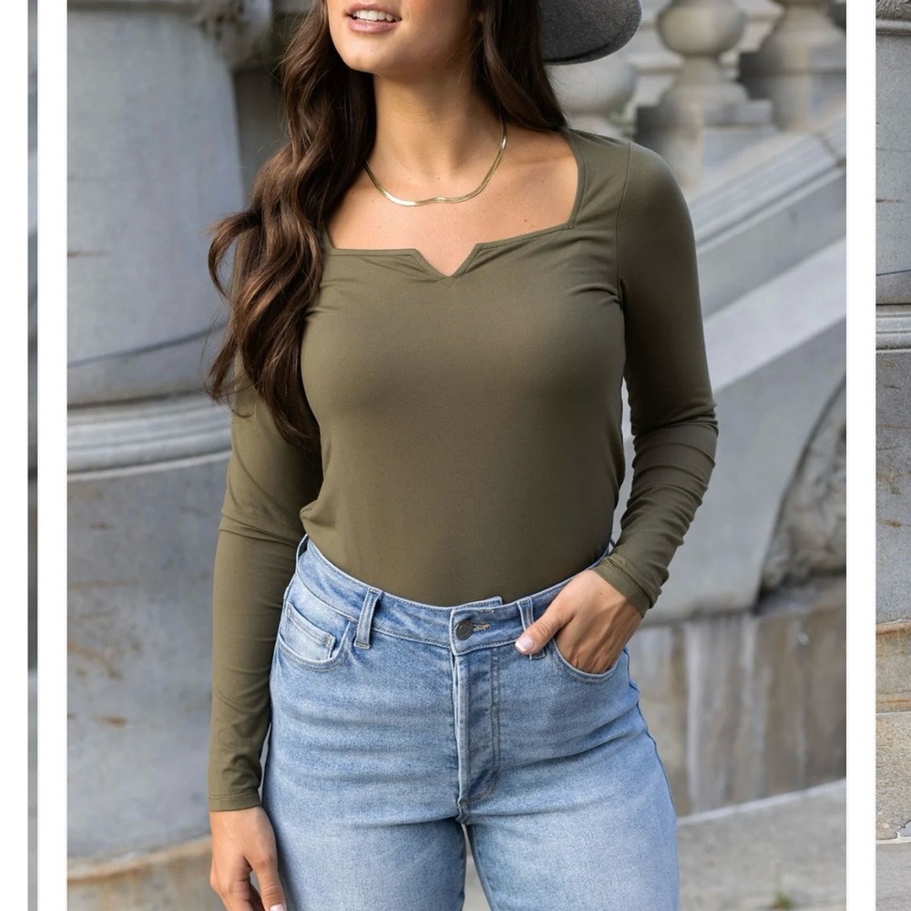 Grace & Lace Olive Long Sleeve Top